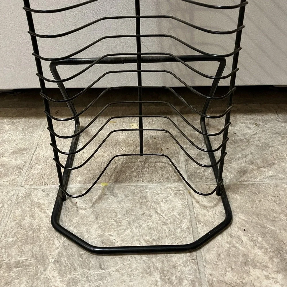 Vintage Black Metal Wire DVD Storage Rack Tower Free Standing 40 Capacity